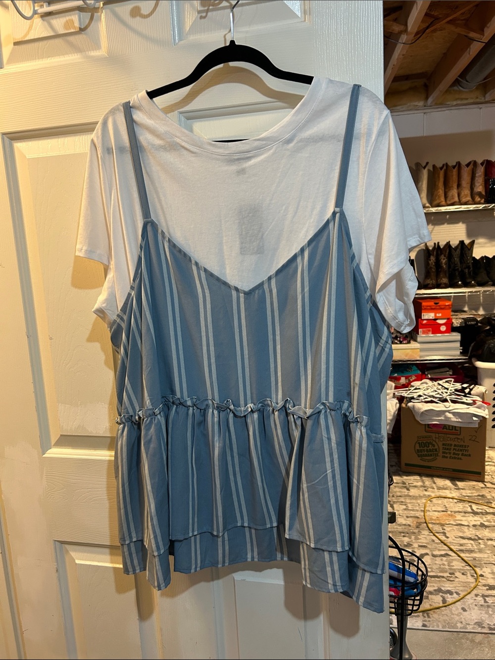 torrid Blue and White Striped Layered Cami Tee